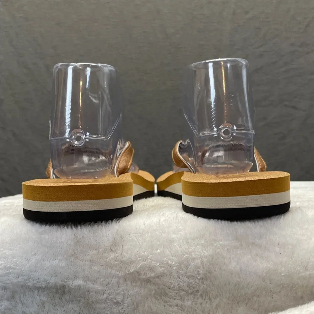 kiailu Orange Sandals with‎ Modern Clear Straps